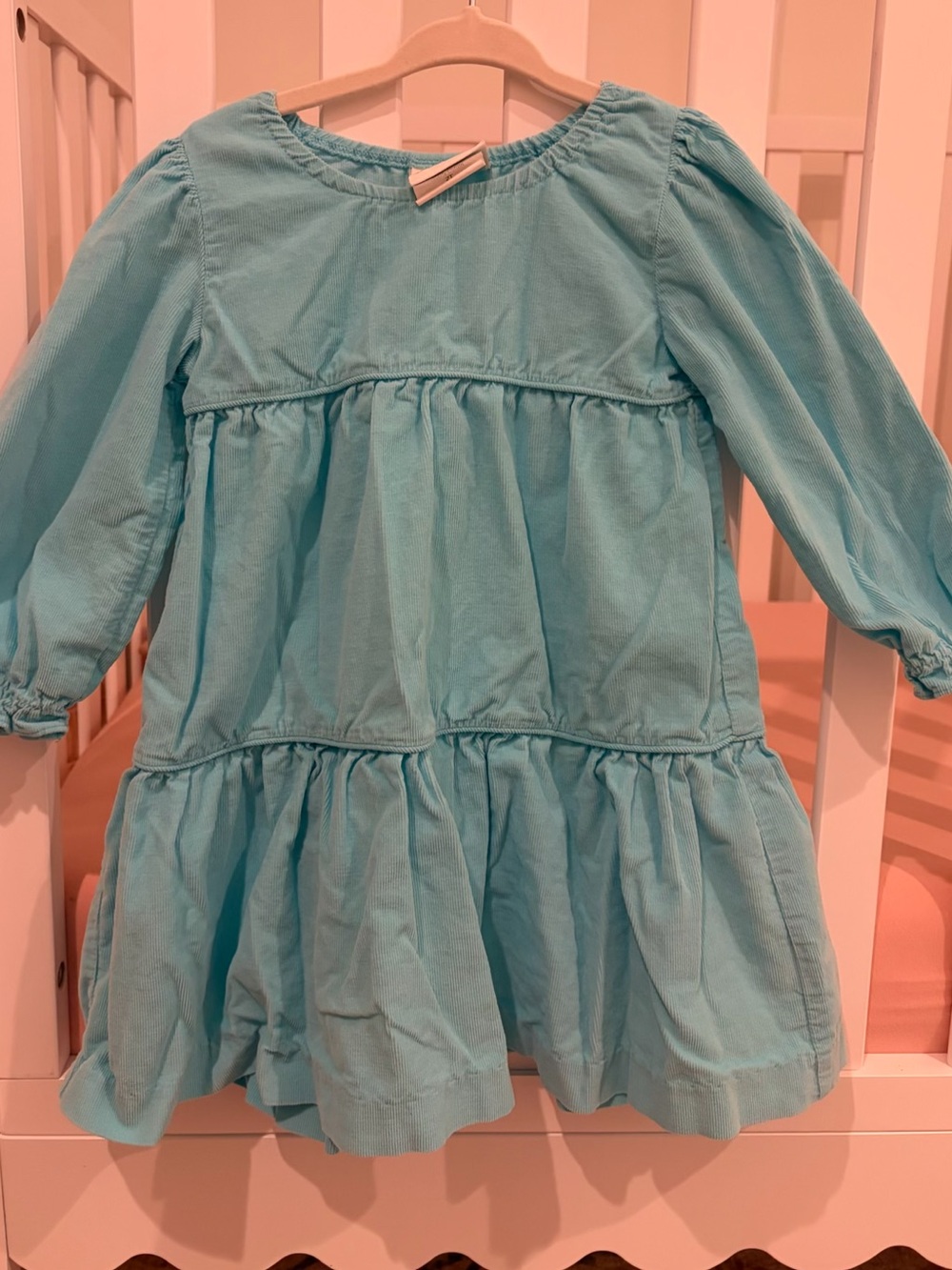 Zucchini Toddler Aqua Long-Sleeve Tiered Dress - 2T